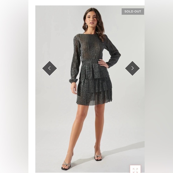 Sugarlips Black Shimmer Long Sleeve Dress - Picture 2 of 4